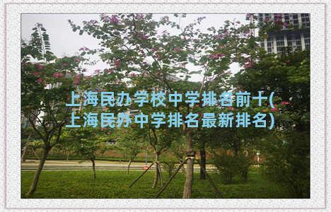 上海民办学校中学排名前十(上海民办中学排名最新排名)